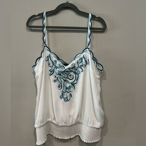 White House Black Market Embroidered White Cami